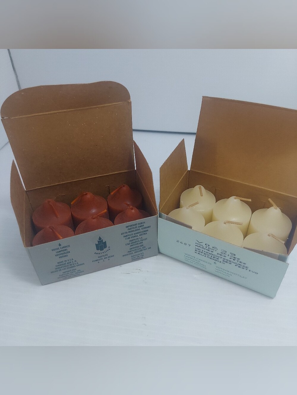 Partylite Votive Candles Holiday Spices V0639 & Cinnamon Stick VO680 NOS